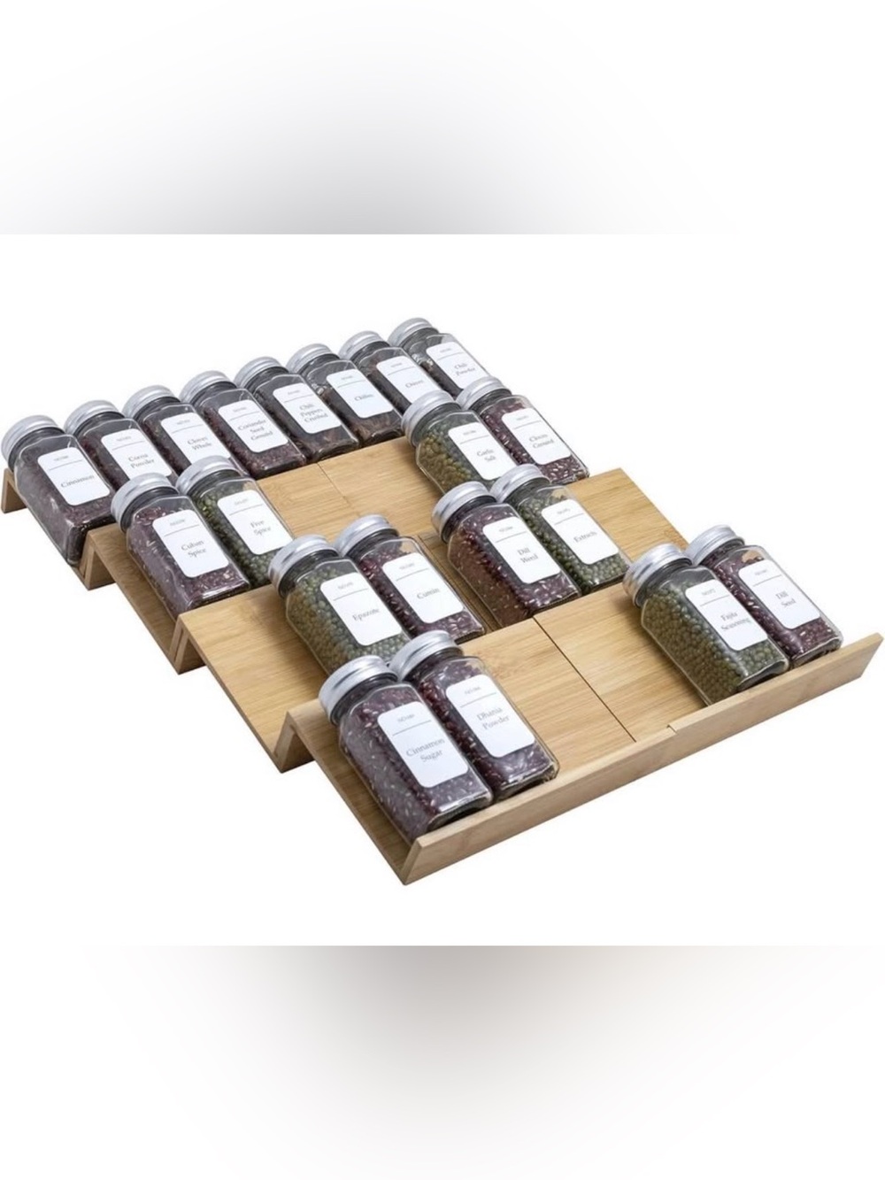 Bamboo Tiered Spice Rack Organizer - Natural